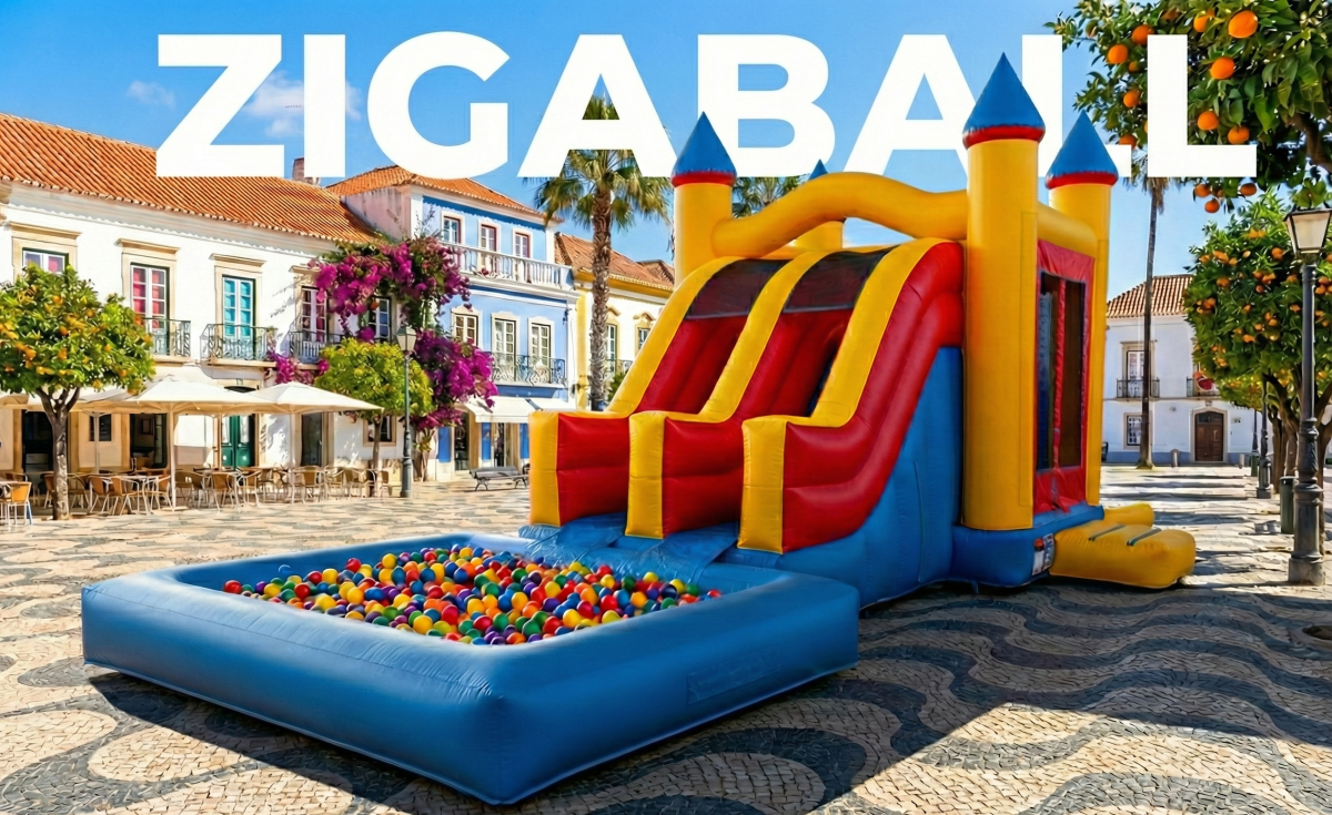 Insuflável ZIGABALL com escorrega e piscina de bolas