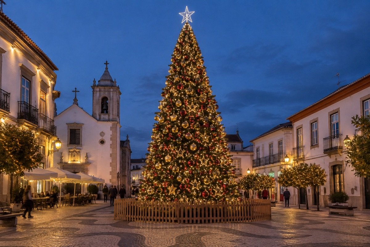 Árvore de Natal · 7 m — representação ilustrativa