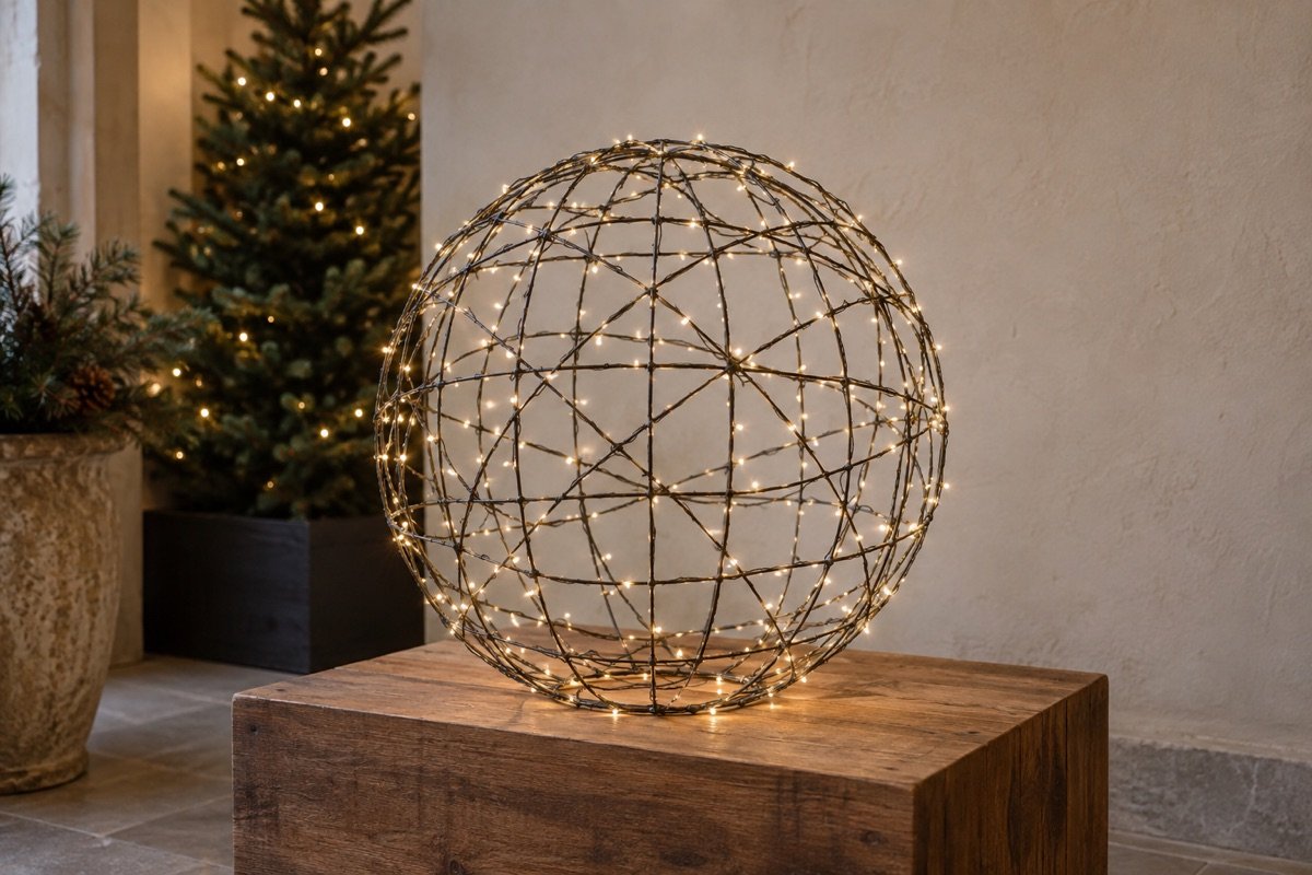 Bola metálica · 60 cm · 640 LED — representação ilustrativa
